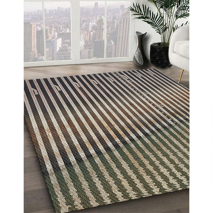 Patterned Mocha Brown Novelty Rug in Family Room, pat3501