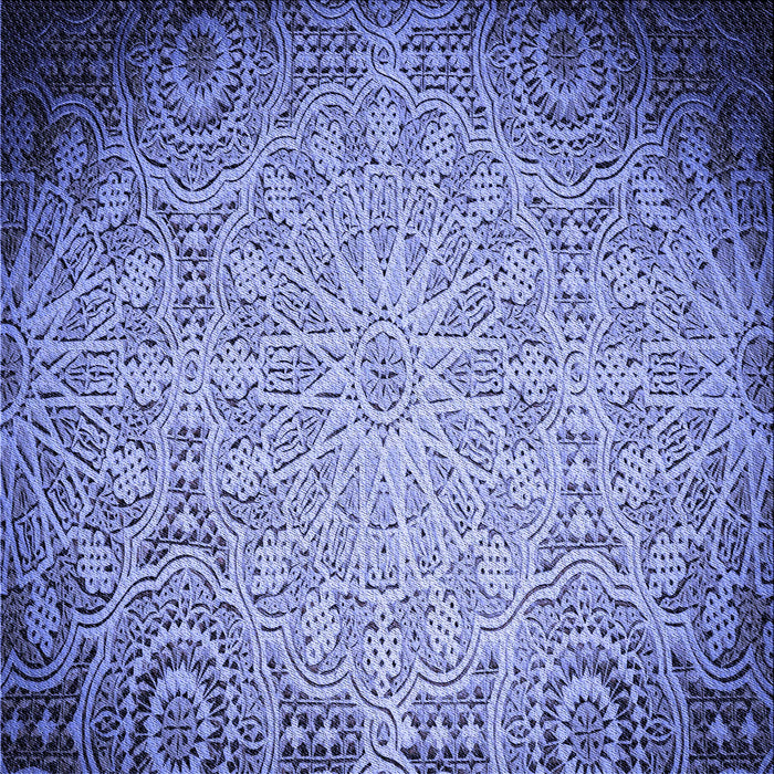 Round Machine Washable Transitional Sky Blue Rug, wshpat3502blu