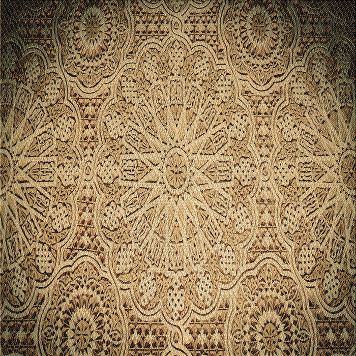 Round Machine Washable Transitional Yellow Orange Rug, wshpat3502brn