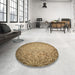 Round Patterned Yellow Orange Rug in a Office, pat3502brn