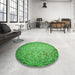 Round Patterned Green Rug in a Office, pat3502grn