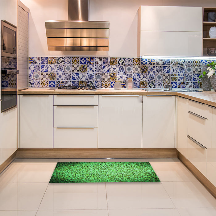 Patterned Green Rug in a Kitchen, pat3502grn