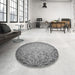 Round Patterned Cloud Gray Rug in a Office, pat3502gry