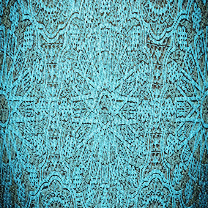 Machine Washable Transitional Blue Rug, wshpat3502lblu