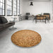 Round Patterned Saddle Brown Rug in a Office, pat3502org