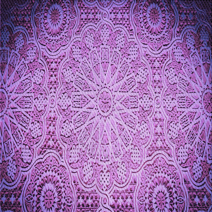 Round Patterned Violet Purple Rug, pat3502pur