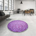 Round Patterned Violet Purple Rug in a Office, pat3502pur