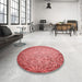 Round Patterned Red Rug in a Office, pat3502rd