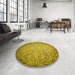 Round Patterned Dark Bronze Brown Rug in a Office, pat3502yw