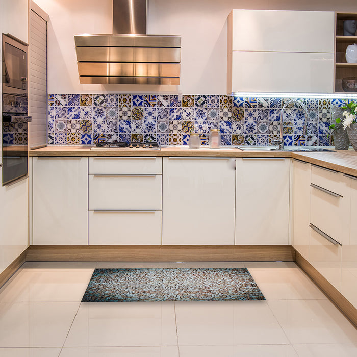 Patterned Silver Gray Novelty Rug in a Kitchen, pat3502