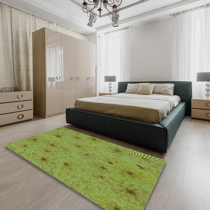 Patterned Pistachio Green Rug in a Bedroom, pat3503grn