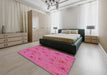 Patterned Hot Pink Novelty Rug in a Bedroom, pat3503