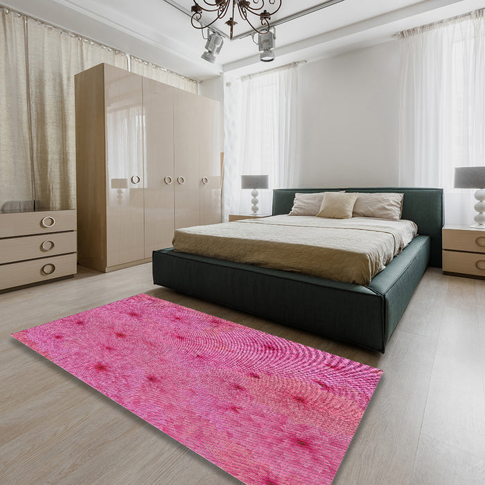 Patterned Hot Pink Novelty Rug in a Bedroom, pat3503
