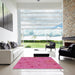 Square Machine Washable Transitional HotPink Rug in a Living Room, wshpat3503