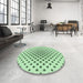 Round Patterned Mint Green Rug in a Office, pat3504grn