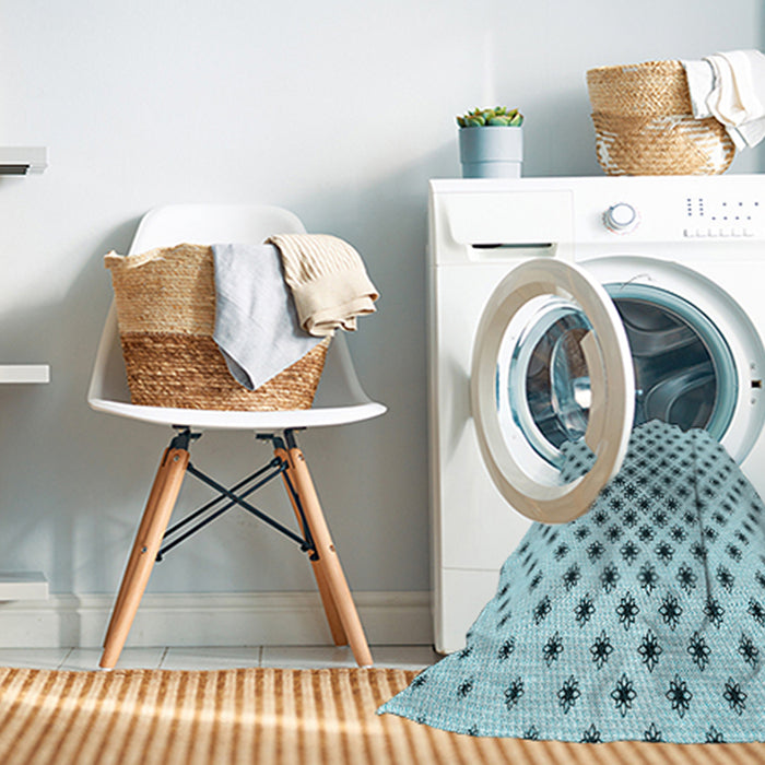 Machine Washable Transitional Seafoam Green Rug in a Washing Machine, wshpat3504lblu