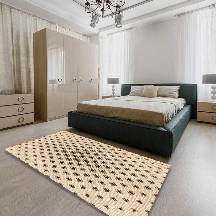 Patterned Copper Brown Rug in a Bedroom, pat3504org