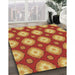 Machine Washable Transitional Red Rug in a Family Room, wshpat3505brn