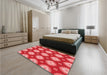 Round Machine Washable Transitional Red Rug in a Office, wshpat3505rd