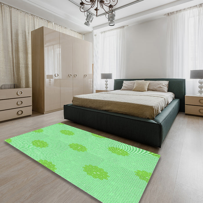 Patterned Jade Green Rug in a Bedroom, pat3506grn