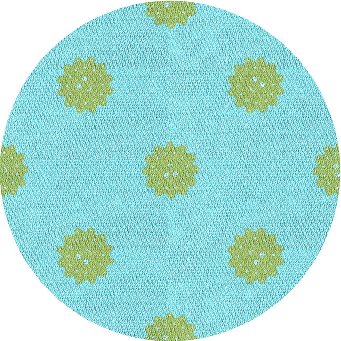 Square Patterned Turquoise Green Rug, pat3506lblu