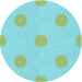 Square Patterned Turquoise Green Rug, pat3506lblu