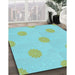 Patterned Turquoise Green Rug in Family Room, pat3506lblu