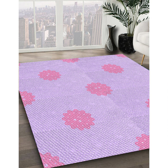 Patterned Purple Rug in Family Room, pat3506pur