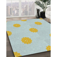 Patterned Pale Blue Novelty Rug, pat3506