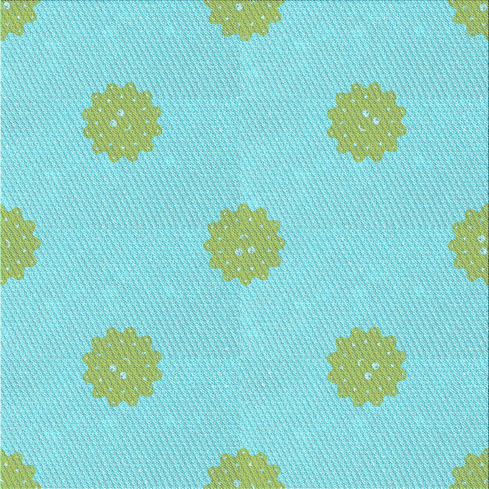 Round Machine Washable Transitional Medium Turquoise Green Rug, wshpat3507lblu