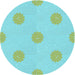 Square Patterned Medium Turquoise Green Rug, pat3507lblu