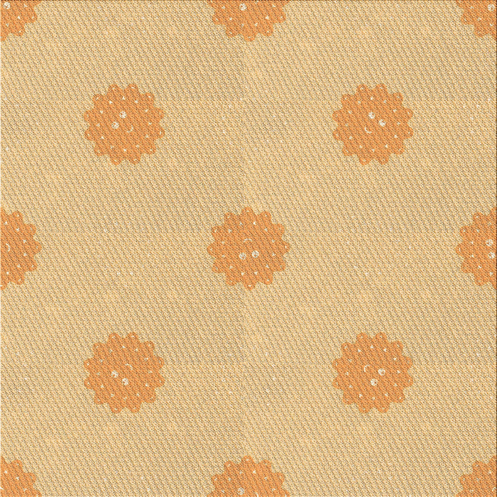 Round Patterned Orange Rug, pat3507org