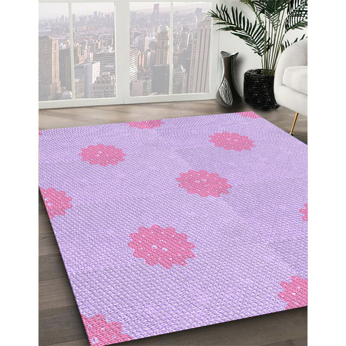 Patterned Purple Rug in Family Room, pat3507pur