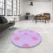 Round Patterned Purple Rug in a Office, pat3507pur