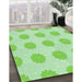 Machine Washable Transitional Green Rug in a Family Room, wshpat3508grn