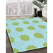 Machine Washable Transitional Green Rug in a Family Room, wshpat3508lblu