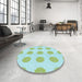 Round Patterned Green Rug in a Office, pat3508lblu