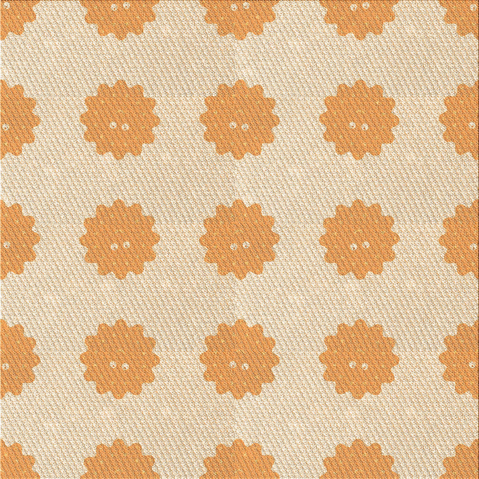 Round Patterned Golden Blonde Gold Rug, pat3508org