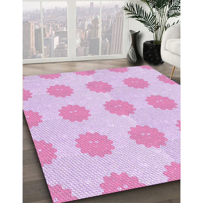 Machine Washable Transitional Deep Mauve Purple Rug in a Family Room, wshpat3508pur