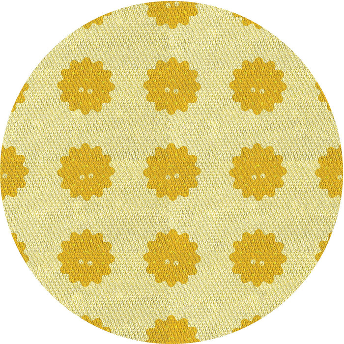 Square Machine Washable Transitional Yellow Rug in a Living Room, wshpat3508yw