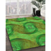 Machine Washable Transitional Seaweed Green Rug in a Family Room, wshpat3509grn