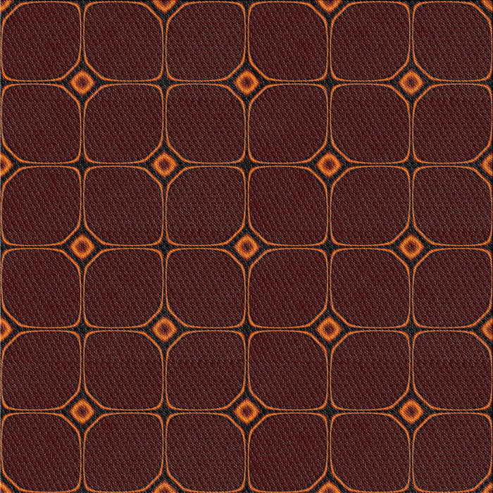Square Patterned Brown Red Novelty Rug, pat350