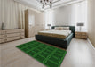 Patterned Green Rug in a Bedroom, pat351grn