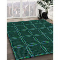 Patterned Deep Teal Green Rug, pat351lblu