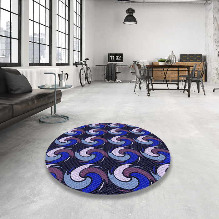 Round Patterned Periwinkle Purple Rug in a Office, pat3510blu