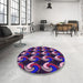 Round Patterned Orchid Purple Rug in a Office, pat3510pur