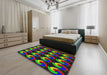 Patterned Green Modern Rug in a Bedroom, pat3510