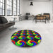 Round Patterned Green Modern Rug in a Office, pat3510