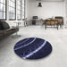 Round Patterned Deep Periwinkle Purple Rug in a Office, pat3511blu