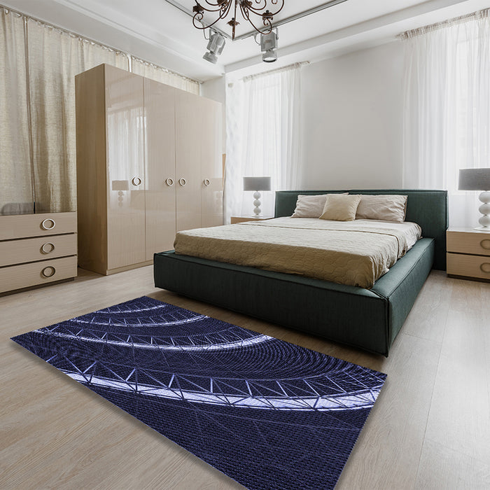 Patterned Deep Periwinkle Purple Rug in a Bedroom, pat3511blu